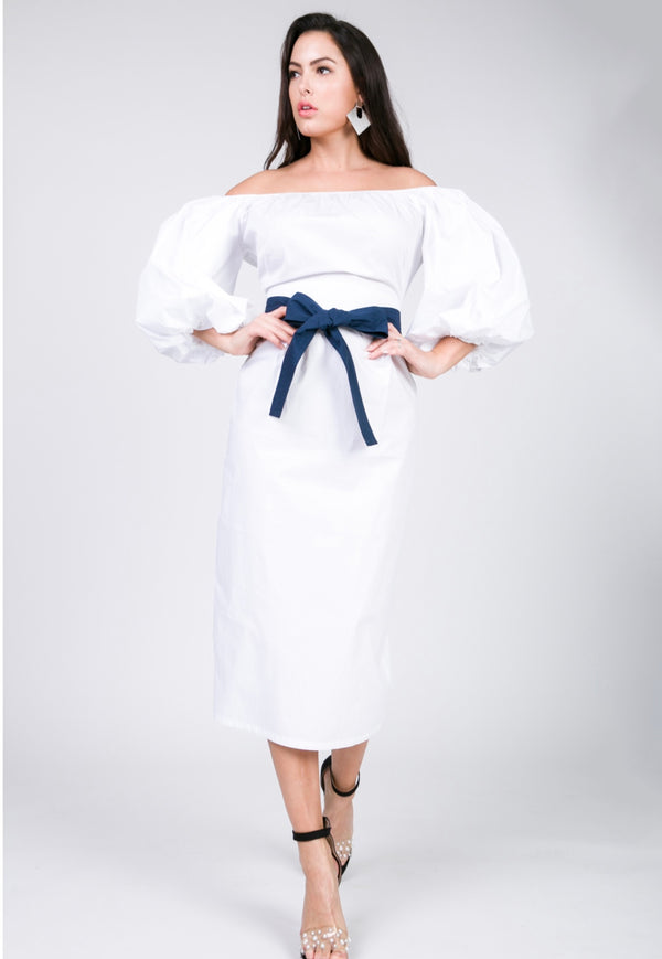 Bubble Sleeve Off Shoulder Dress