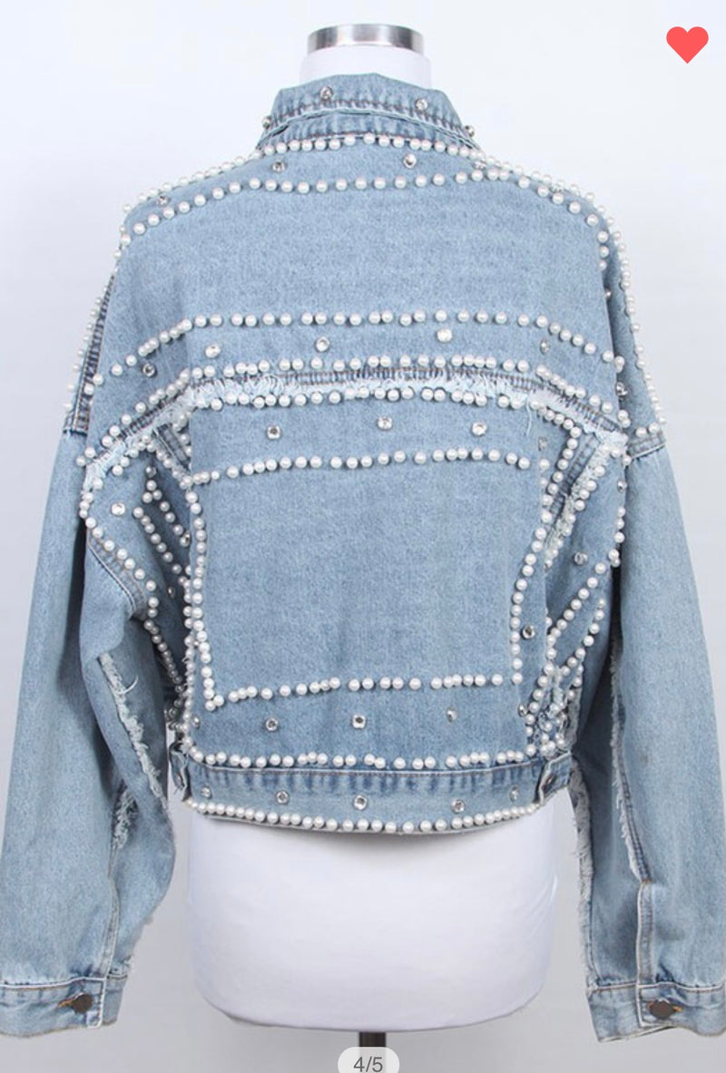 Clutch my Pearls Denim Jacket
